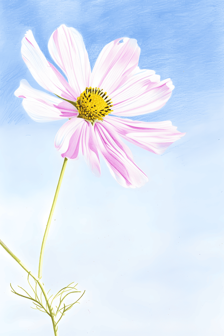 Pink Cosmos Against A Clear Sky
