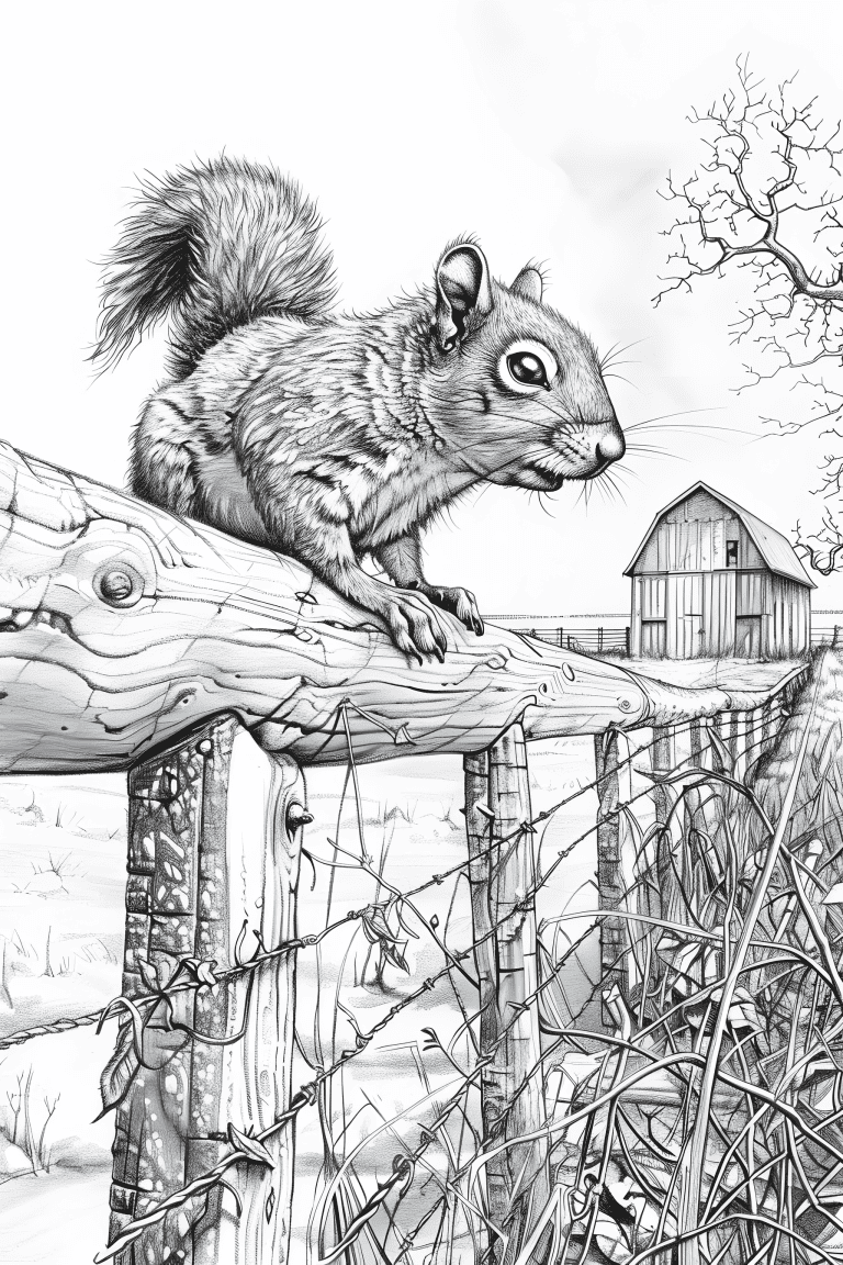 Squirrel On Top Of A Fence