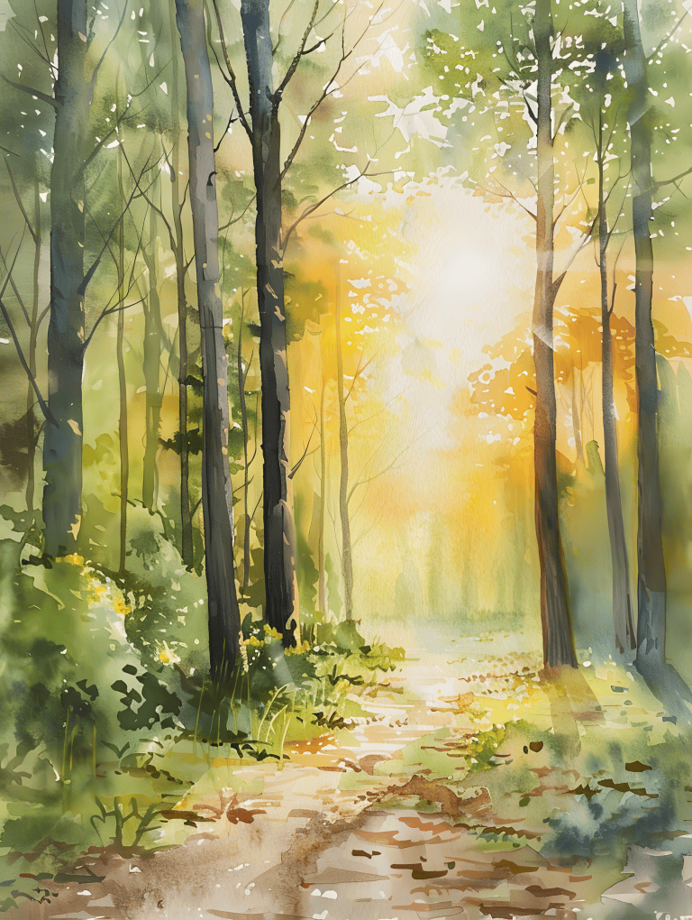 Sunset In A Forest Clearing