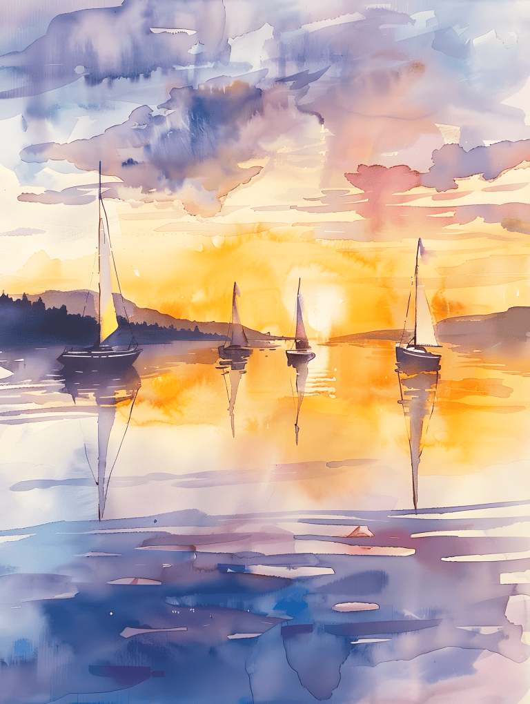Sunset Over A Calm Bay