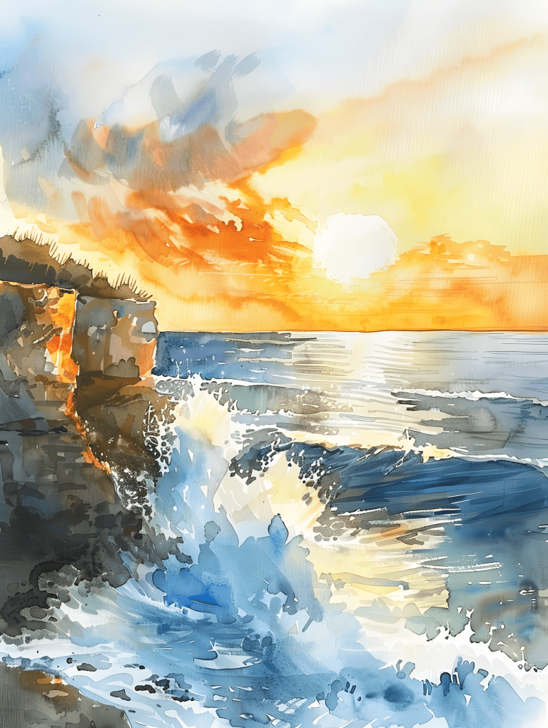 Sunset Over A Coastal Cliff