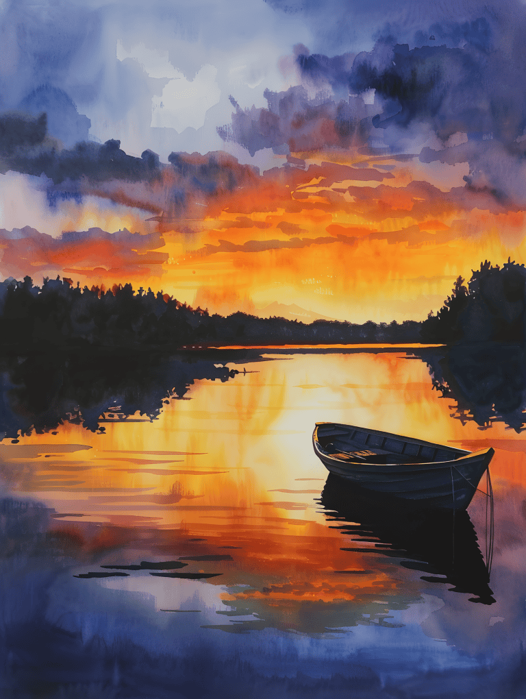 Sunset Over A River