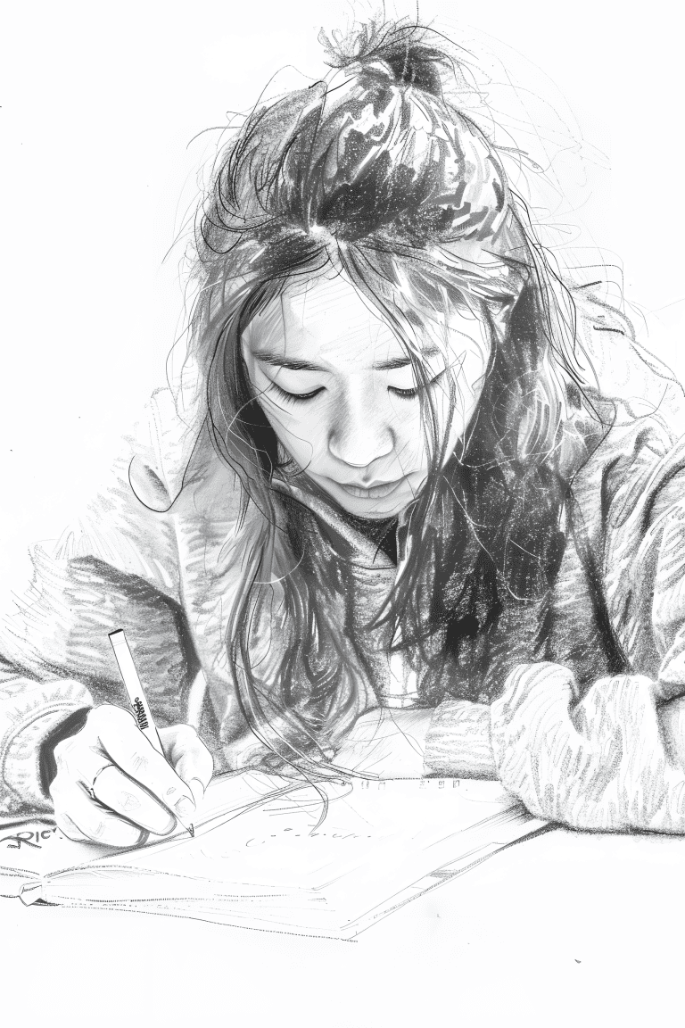 Student Focused On Studying