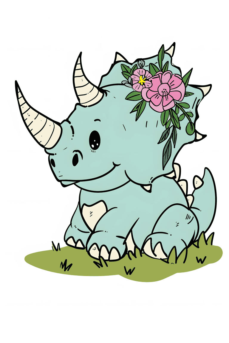 Triceratops Wearing A Flower Crown