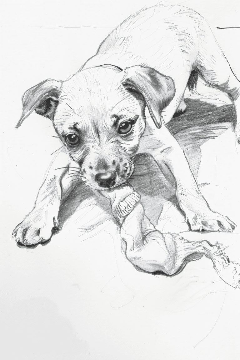 Puppy Tugging A Sock