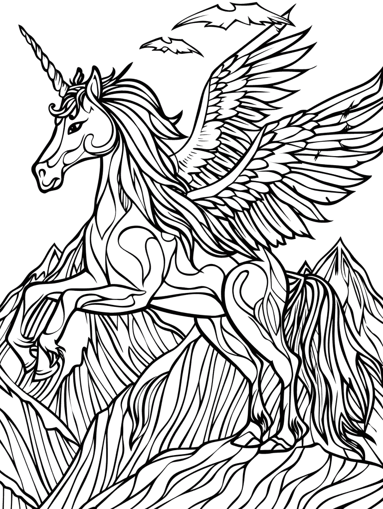 Unicorn Soaring Through The Mountains