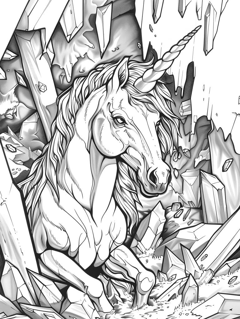 Unicorn In A Crystal Cave