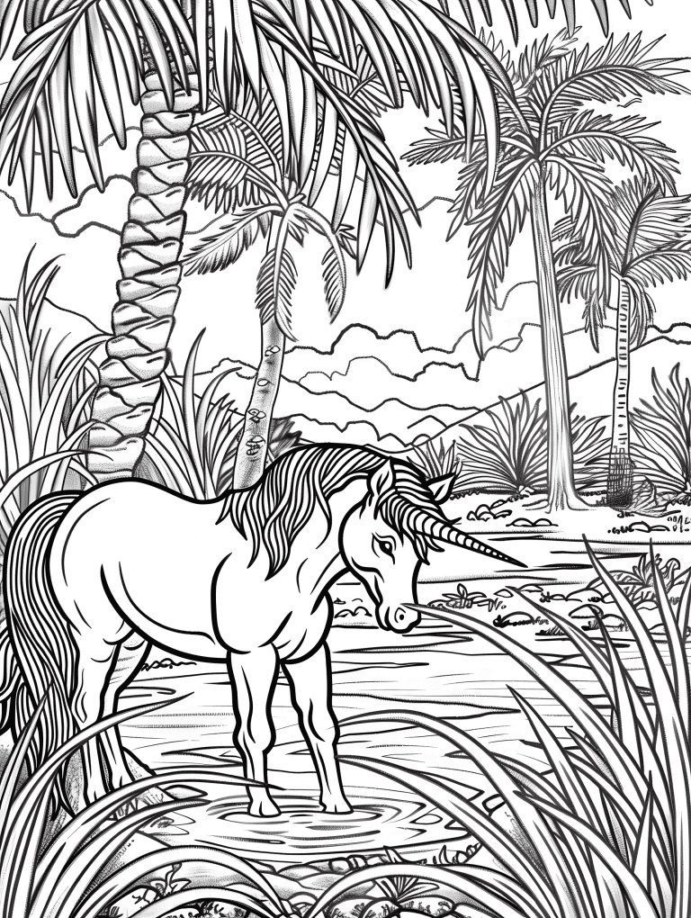 Unicorn At An Oasis