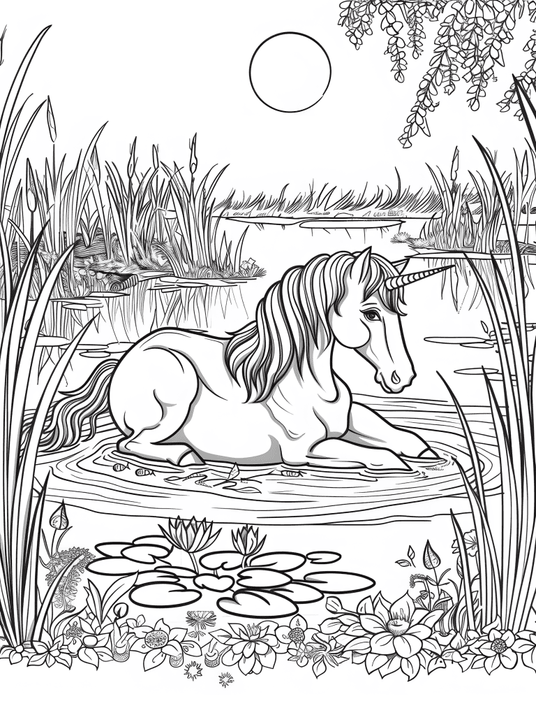 Unicorn In A Serene Lake