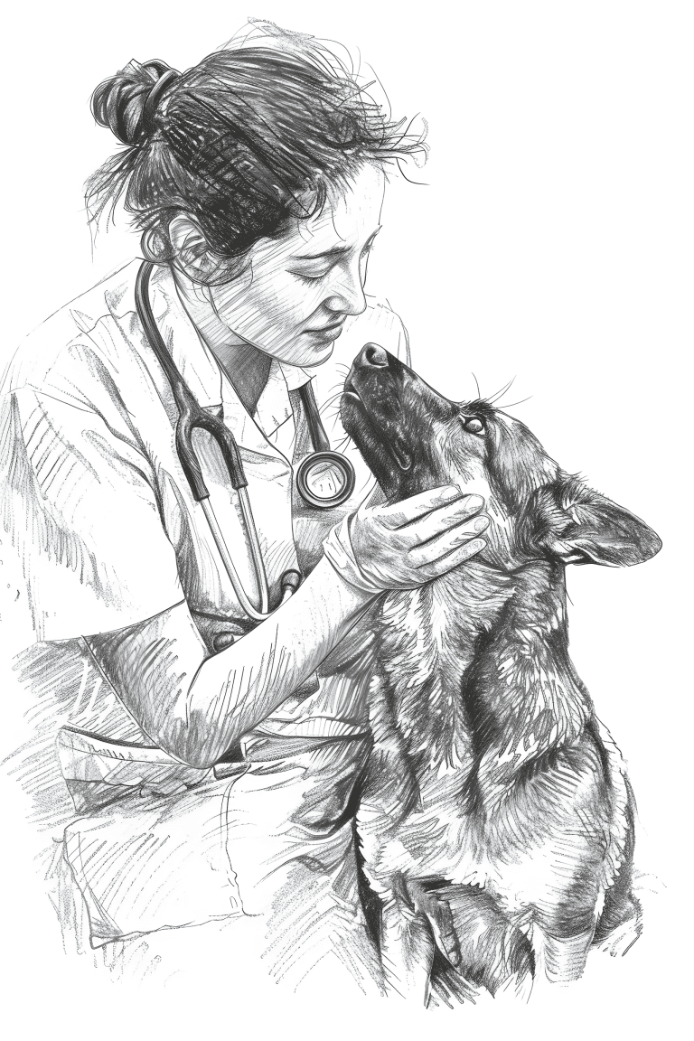 Veterinarian Comforting A Dog