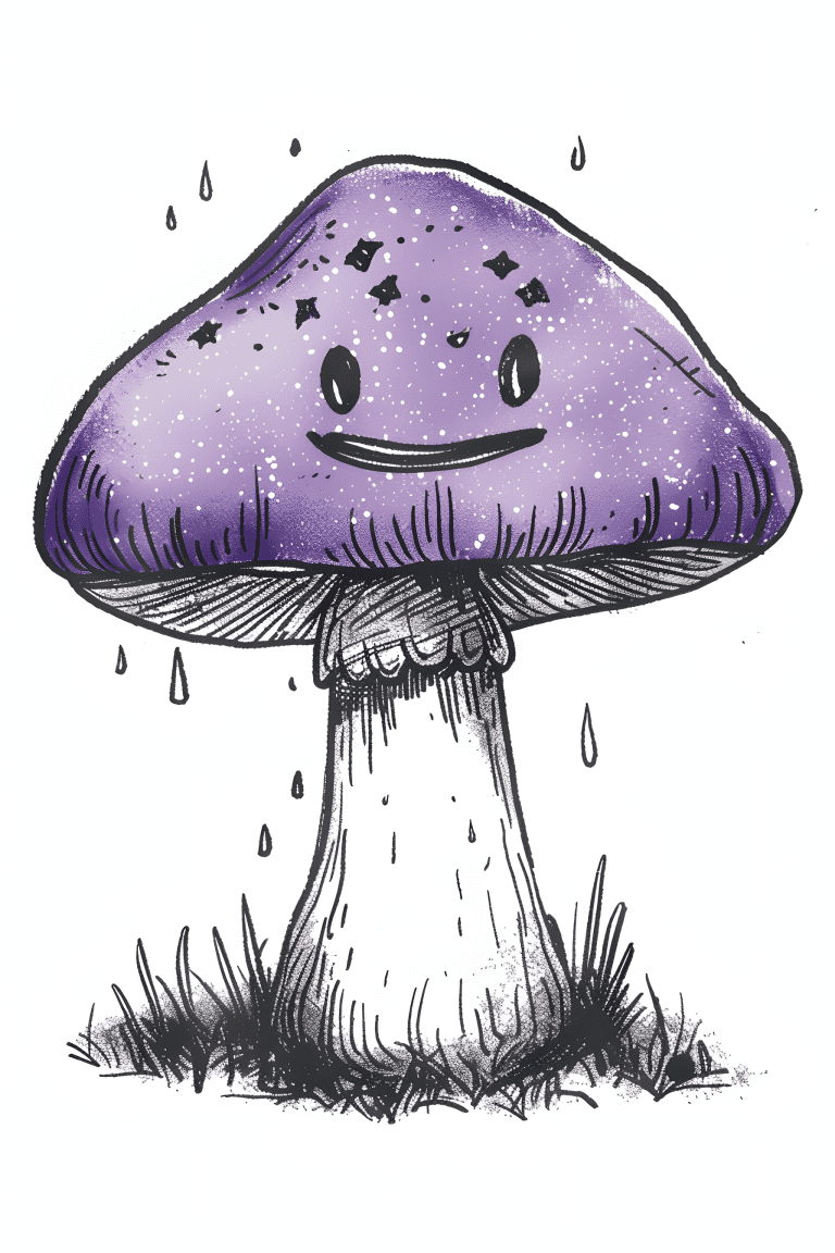 Purple Mushroom Enjoying The Rain