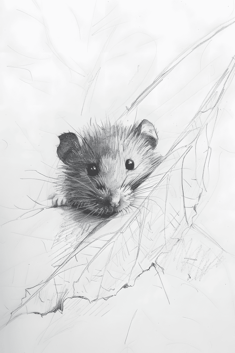 Vole Hiding From A Leaf