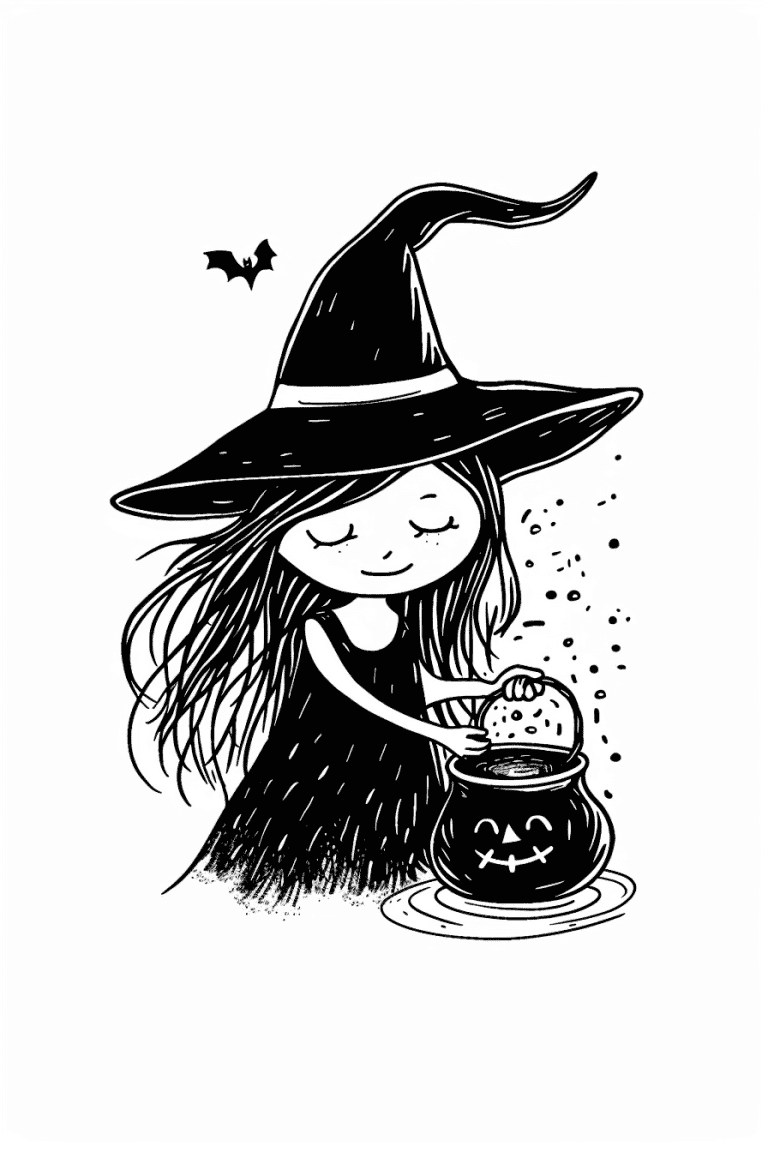 Witch Holding A Mini Cauldron