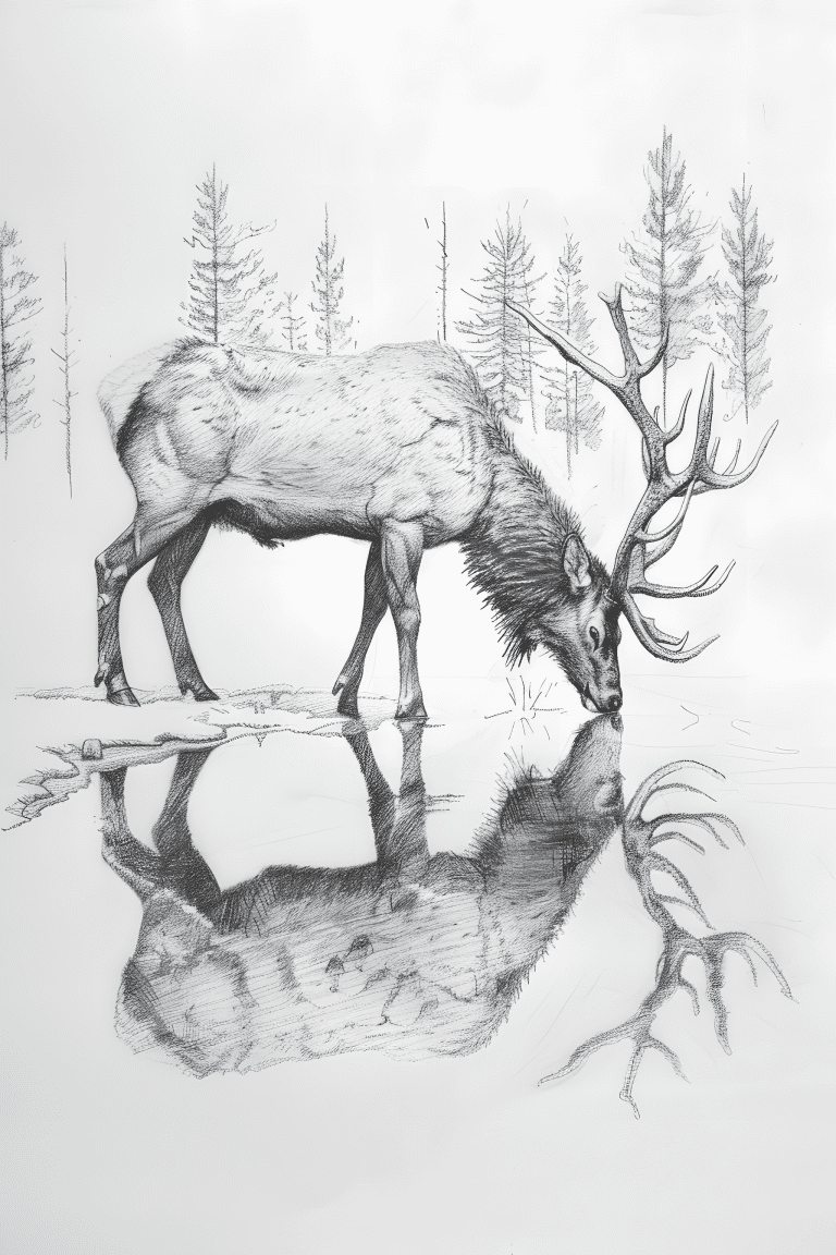 Elk Drinking Water
