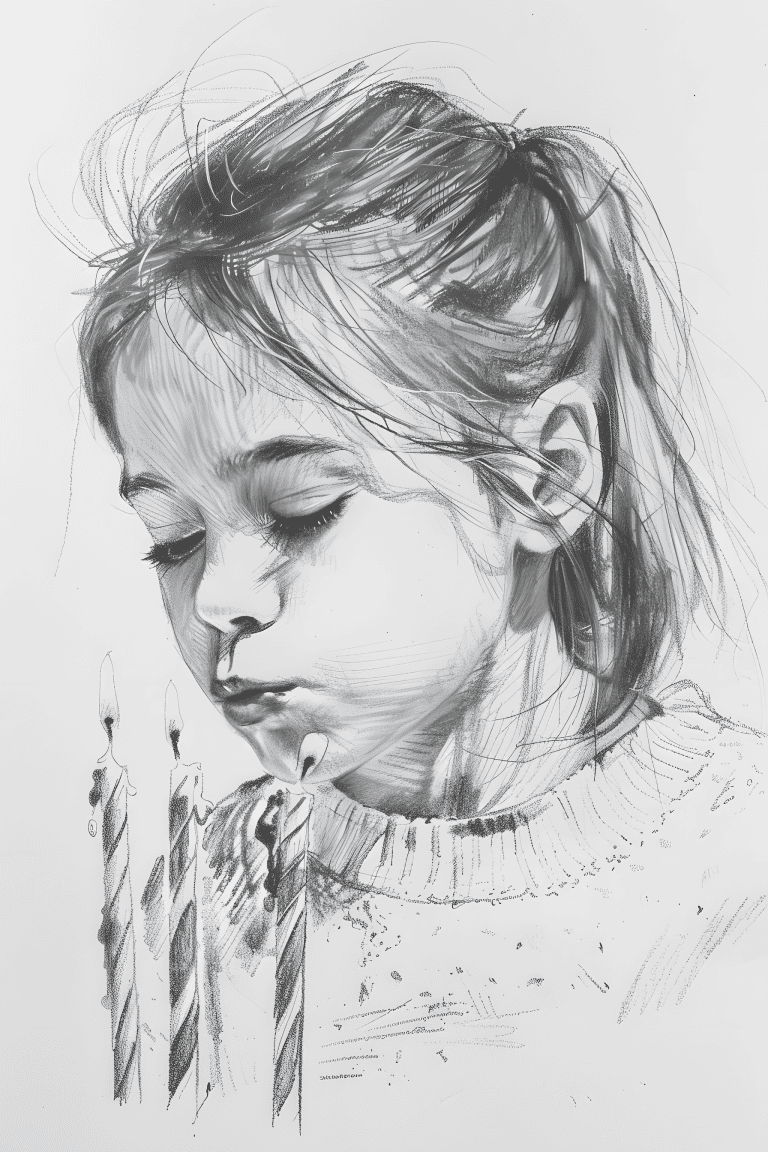 Girl Blowing Out Birthday Candles