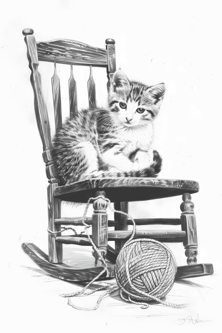 Kitten On A Rocking Chair