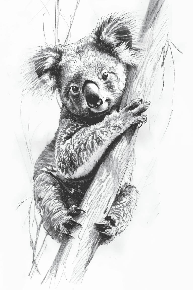 Koala Clinging On A Tree