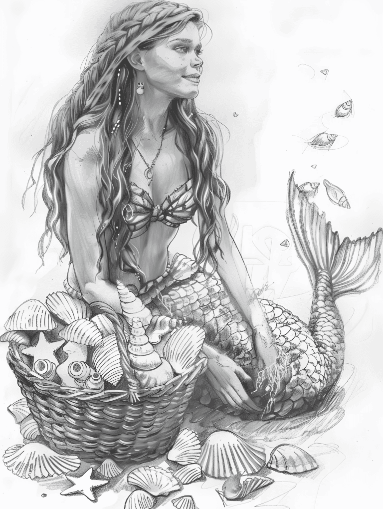 Mermaid Collecting Seashells