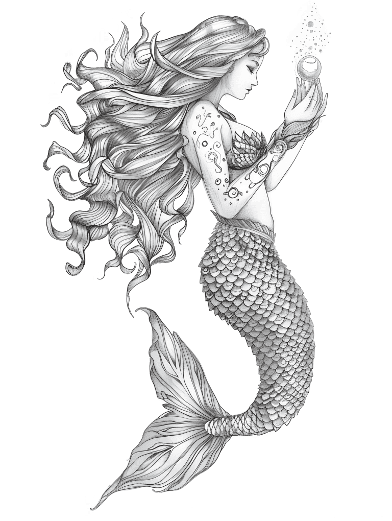 Mermaid Holding A Glowing Pearl In Her Hands