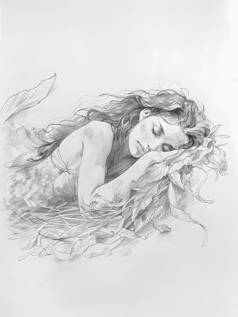 Mermaid Lying On A Bed Of Seaweed