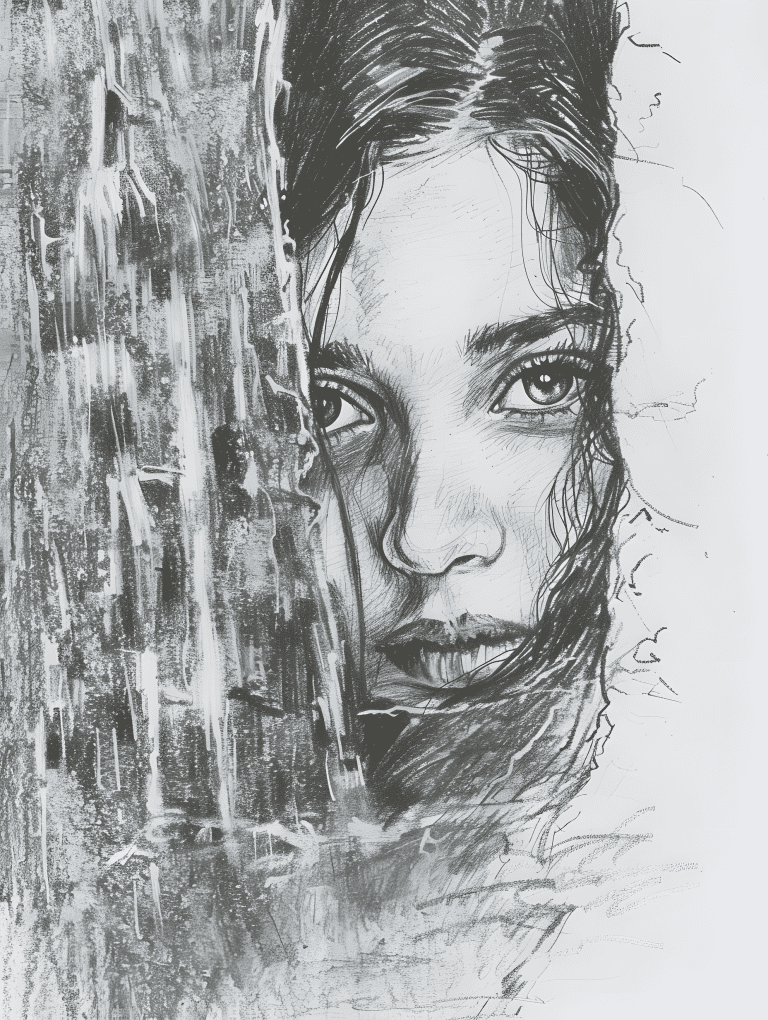 Mermaid Peeking Out From Behind A Waterfall