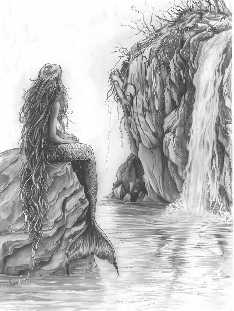 Mermaid Relaxing On A Lagoon