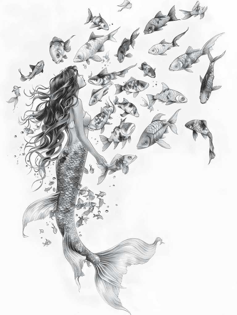 Mermaid Surrounded By Fish