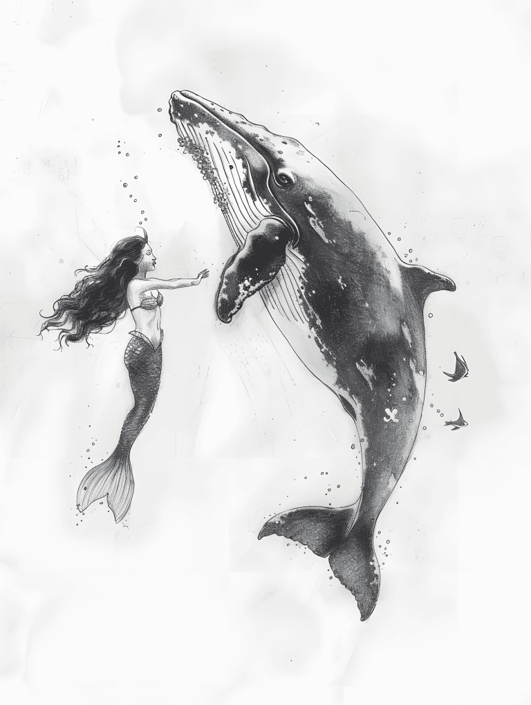 Mermaid Playing With A Whale