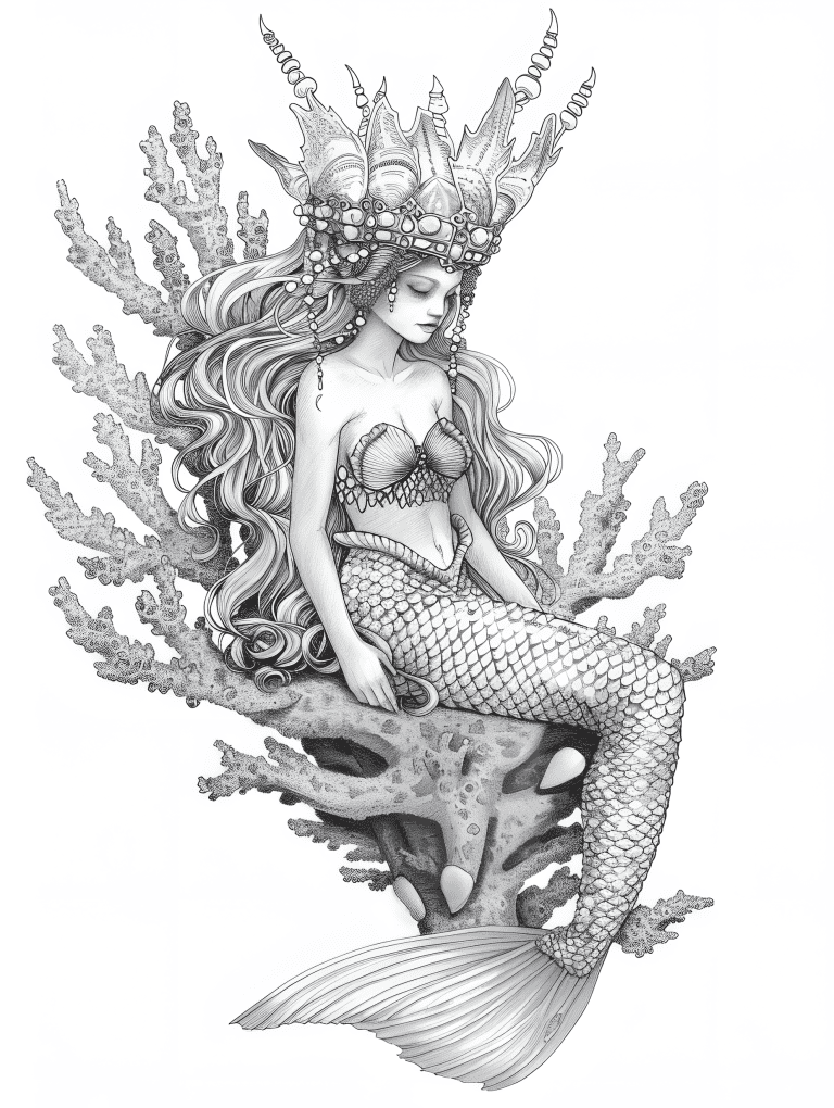 Mermaid Sitting On A Throne
