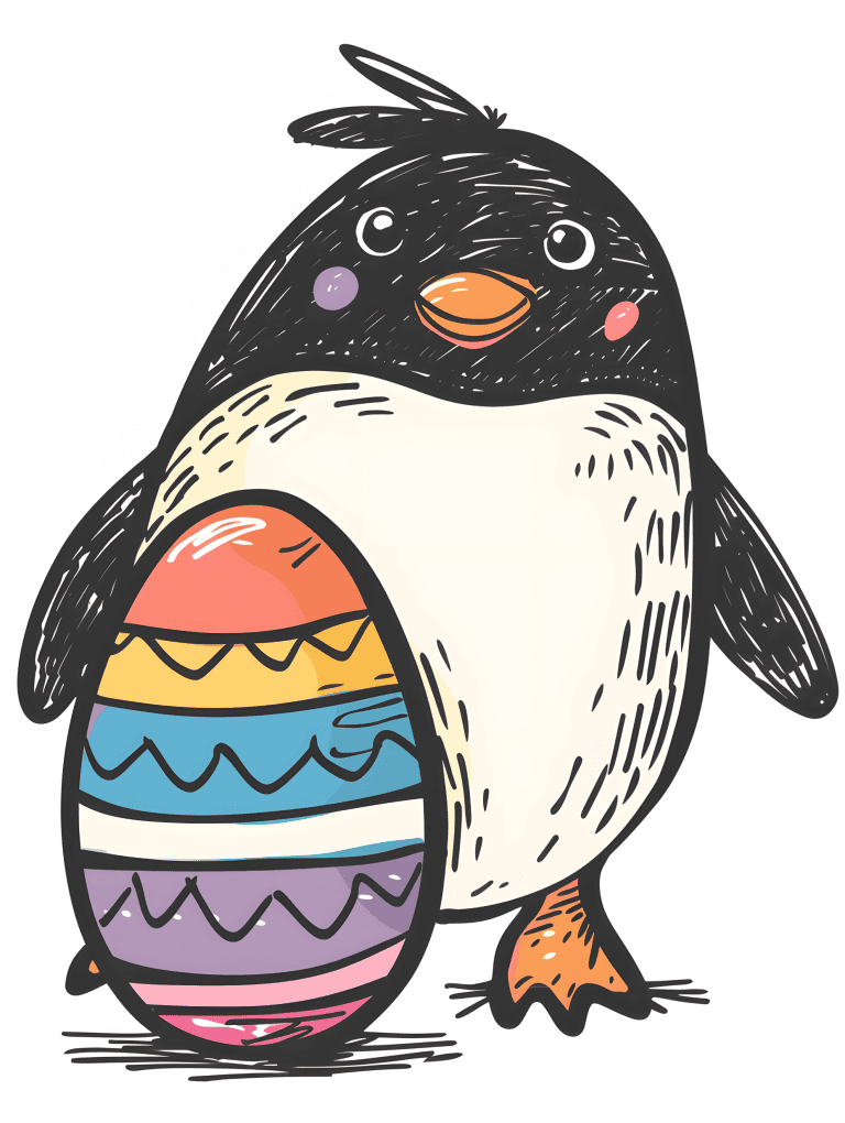 Penguin Beside An Easter Egg