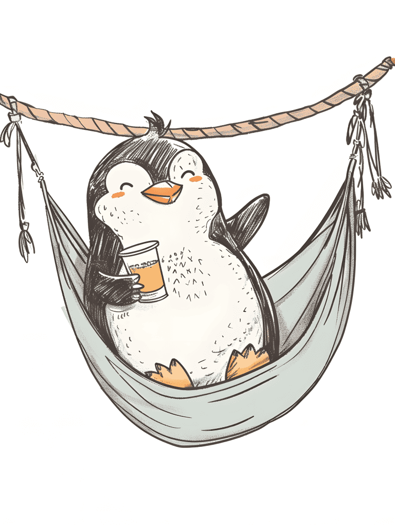 Penguin Enjoying Coffee