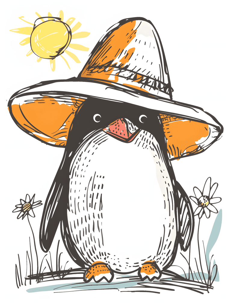 Penguin In A Field Of Daisies