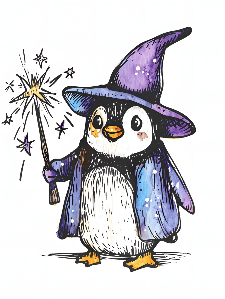 Penguin Holding A Magic Wand
