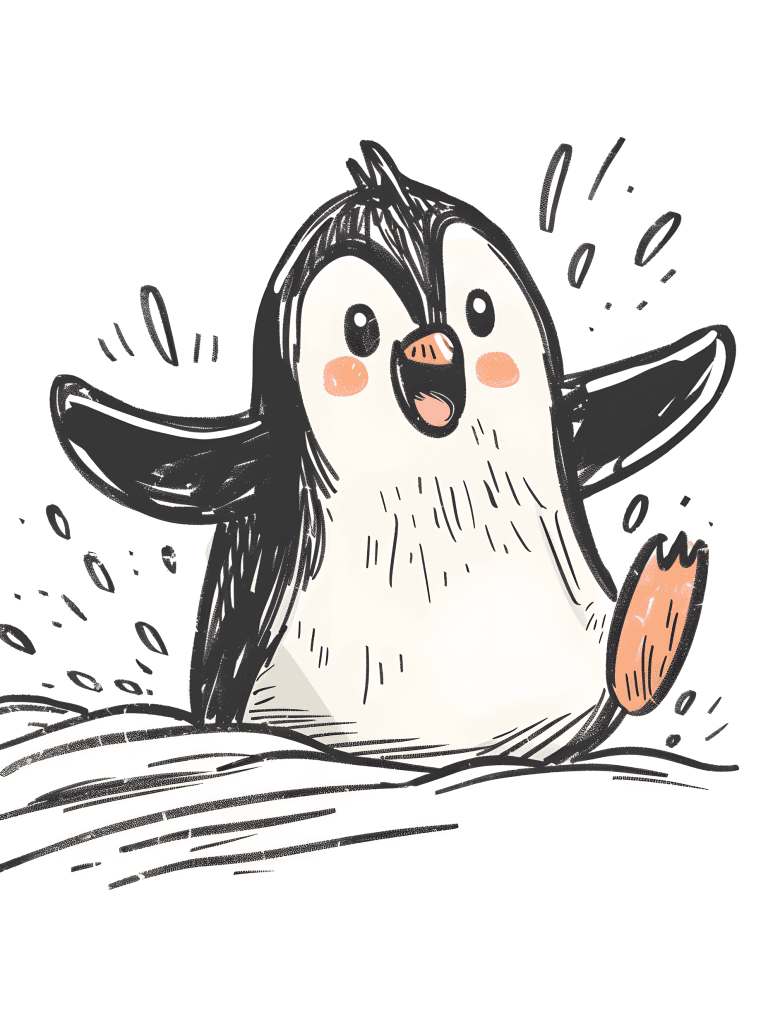 Penguin Splashing On Water