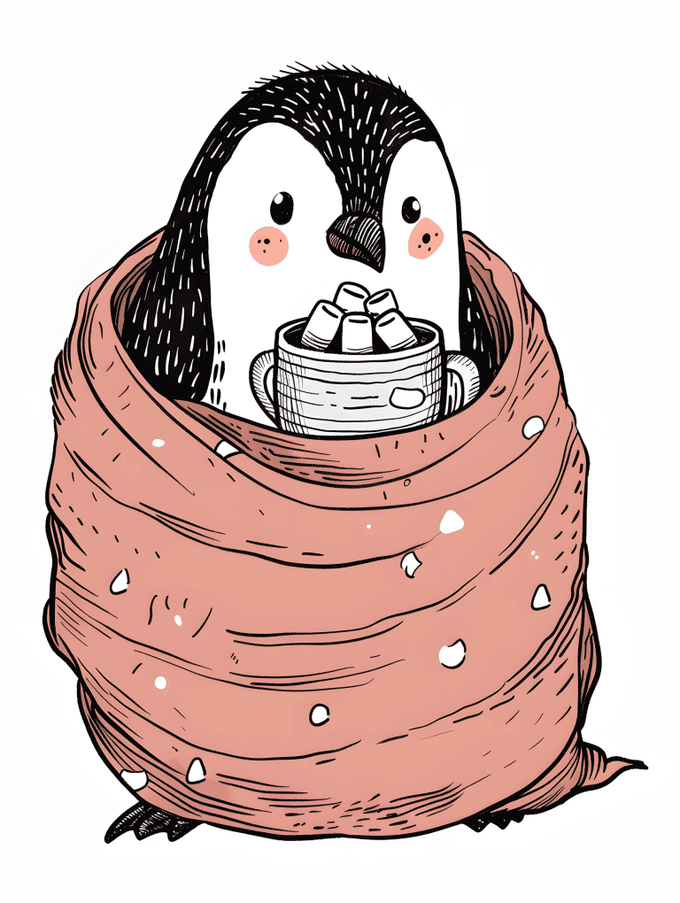 Penguin Enjoying Hot Cocoa