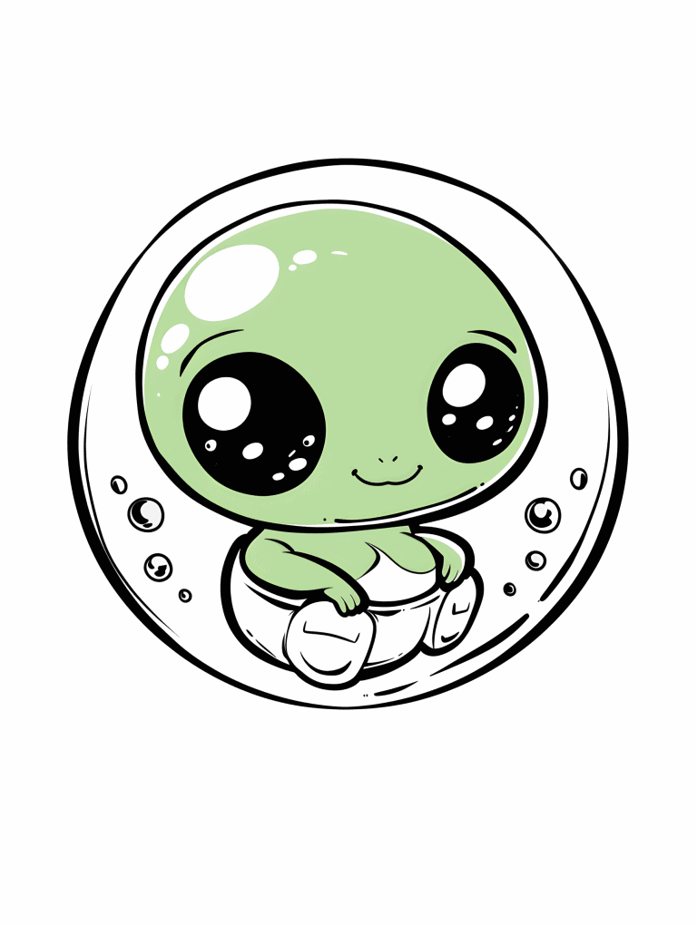 Alien Floating Inside A Bubble