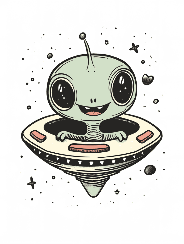 Alien Floating In A Spaceship
