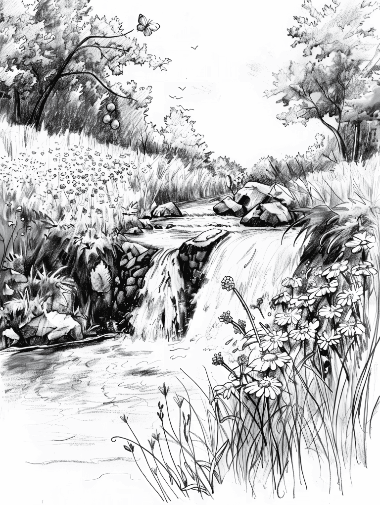 Waterfalls In A Secluded Garden