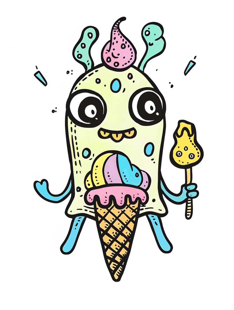 Alien Enjoying Ice Cream