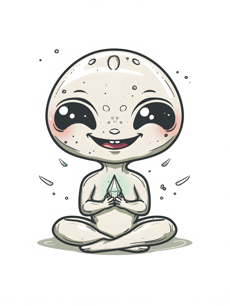 Alien Holding A Crystal