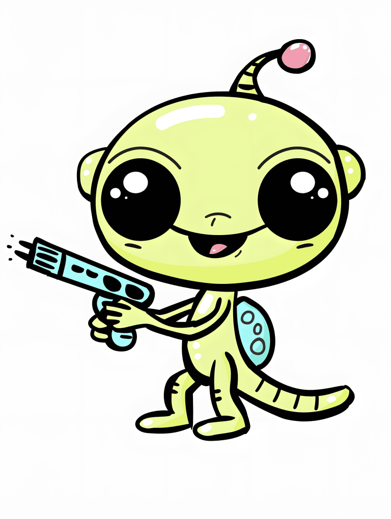 Alien Holding A Laser Gun