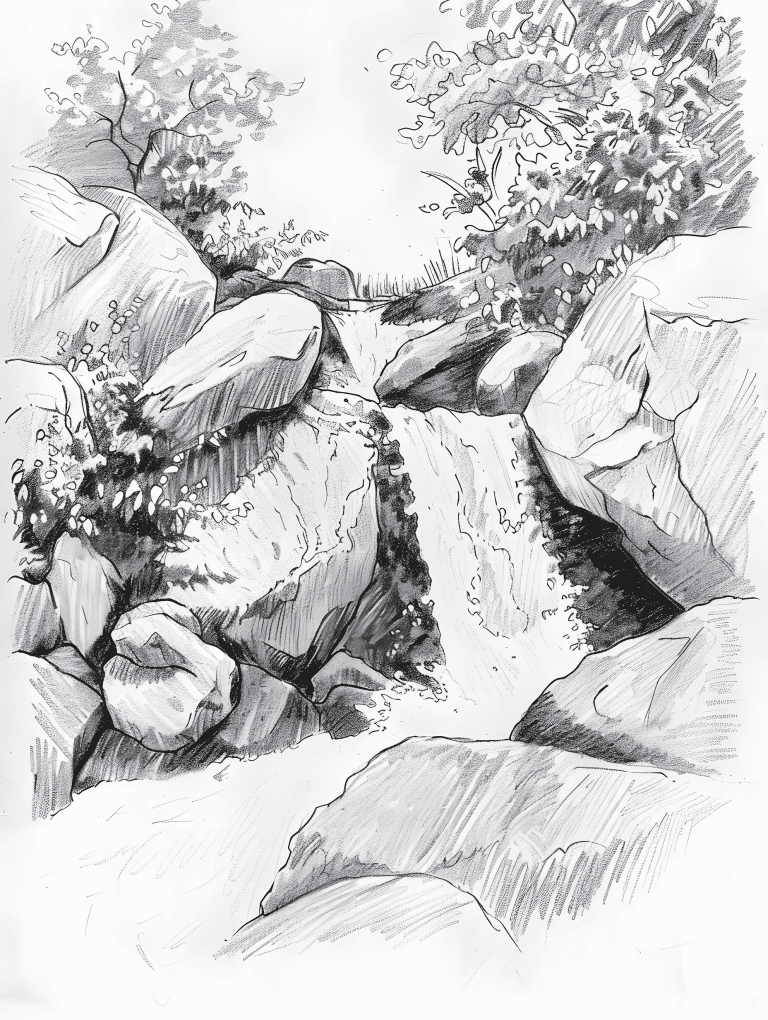 Waterfalls In A Forest Glade