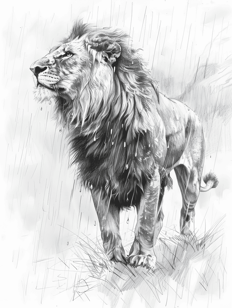 Lion In The Middle Of The Rain