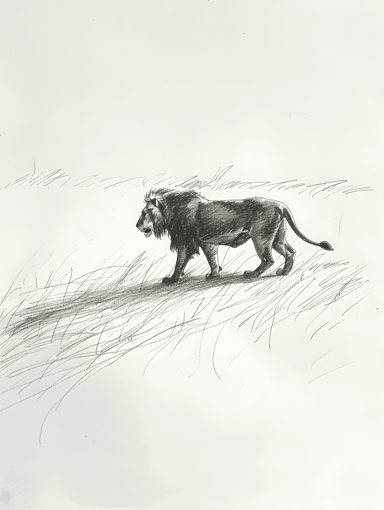 Lion Walking Through The Savannah