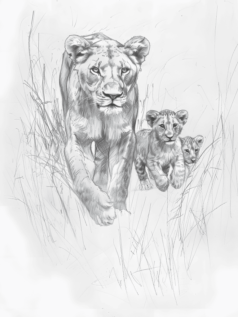Lioness With Cubs