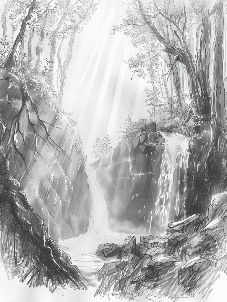 Waterfalls In A Dense Forest