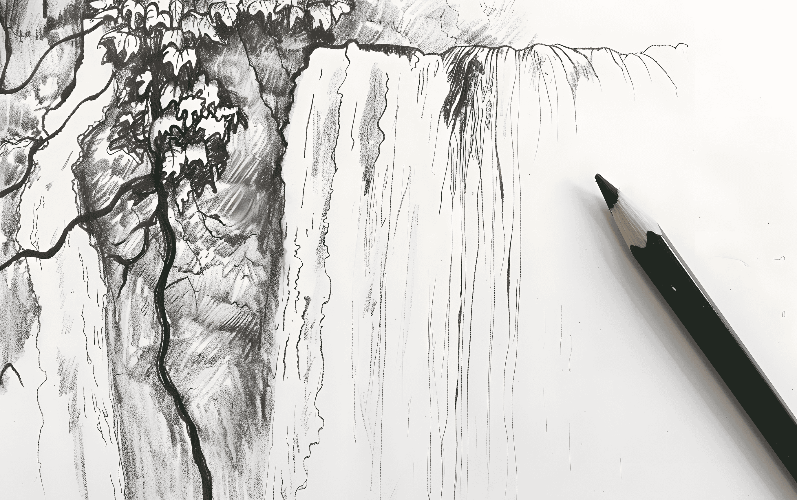 20 Serene Waterfall Landscape Sketches to Inspire Tranquility
