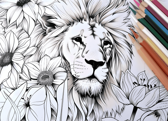 milkychoco04_a_coloured_pencil_that_is_next_to_a_majestic_lion__91c4f153-1dca-49f5-bf3c-196d49a13605