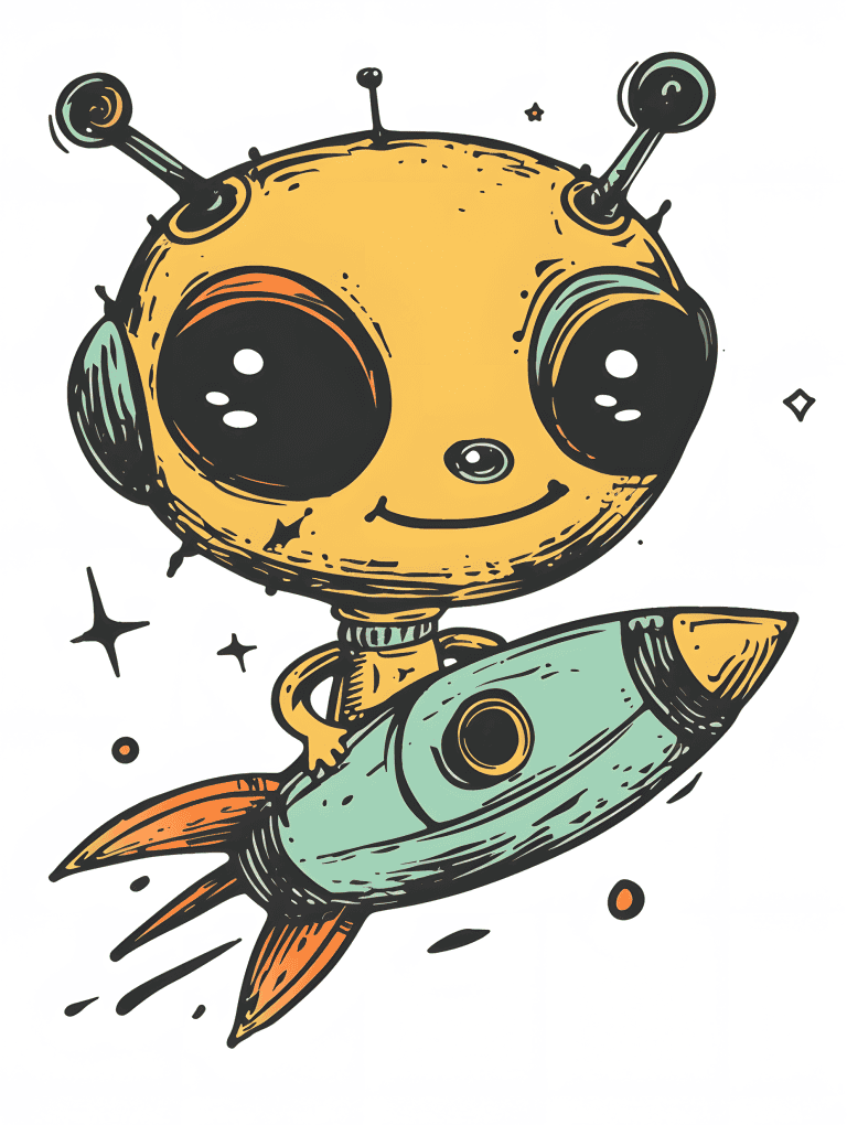 Alien Riding A Rocket Ship