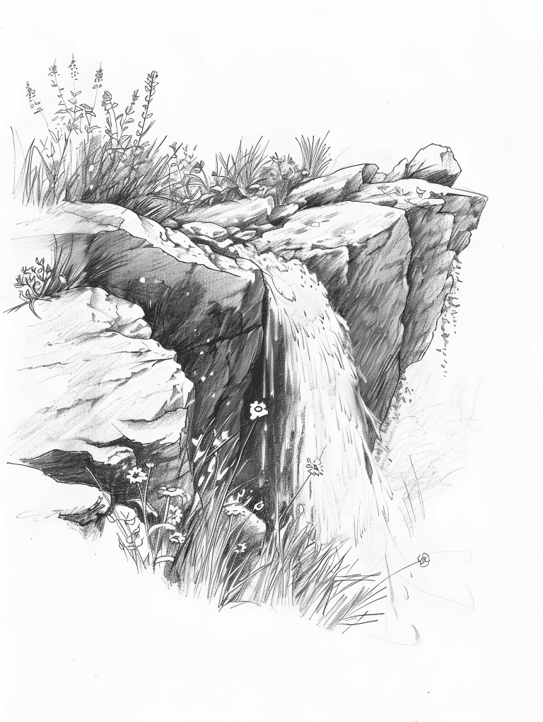 Waterfalls Cascading Down A Rocky Slope